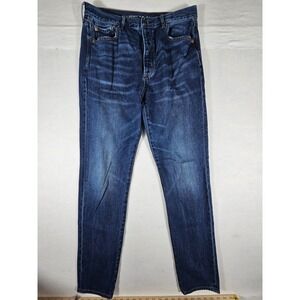 American Eagle Hi-Rise Girlfriend Jeans Dark‎ Wash Blue Denim 10 X-Long
